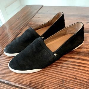 FRYE Black Suede Slip Ons
